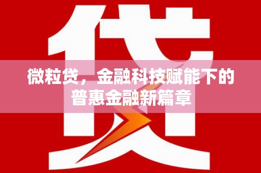 友谊微粒贷，金融科技赋能下的普惠金融新篇章