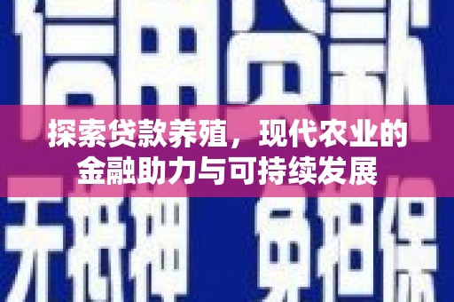 友谊探索贷款养殖，现代农业的金融助力与可持续发展