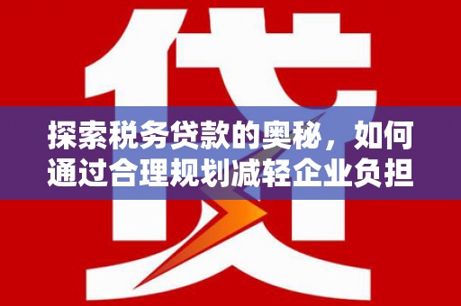 友谊探索税务贷款的奥秘，如何通过合理规划减轻企业负担
