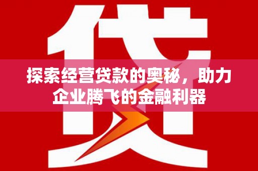 友谊探索经营贷款的奥秘，助力企业腾飞的金融利器