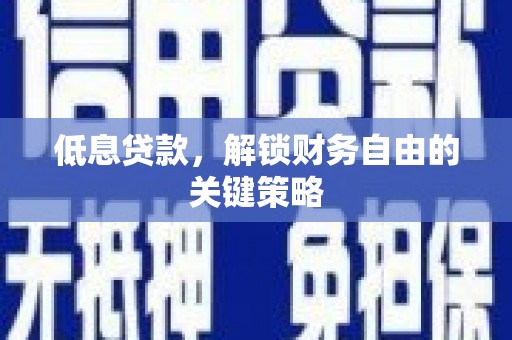友谊低息贷款，解锁财务自由的关键策略
