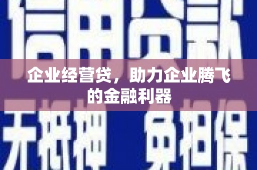 友谊企业经营贷，助力企业腾飞的金融利器
