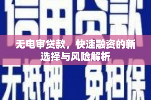 友谊无电审贷款，快速融资的新选择与风险解析