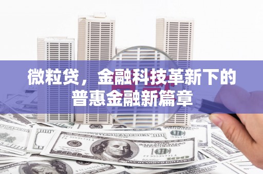 友谊微粒贷，金融科技革新下的普惠金融新篇章