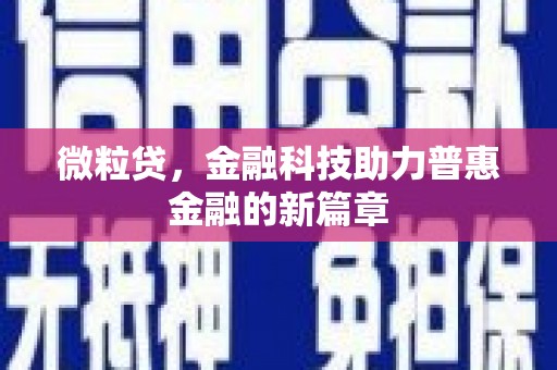 友谊微粒贷，金融科技助力普惠金融的新篇章