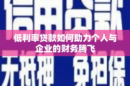 友谊低利率贷款如何助力个人与企业的财务腾飞