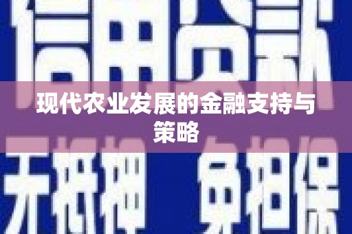 友谊现代农业发展的金融支持与策略
